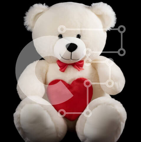 Intra Συλλεκτικό Ξύλινο Παζλ Plywood  4mm - Λευκό αρκουδάκι με κόκκινη καρδιά σε μαύρο φόντο Σε Ξύλινο Κουτί - Διαστάσεις Puzzle: 10x10 cm – 25 κομμάτια - Image 1