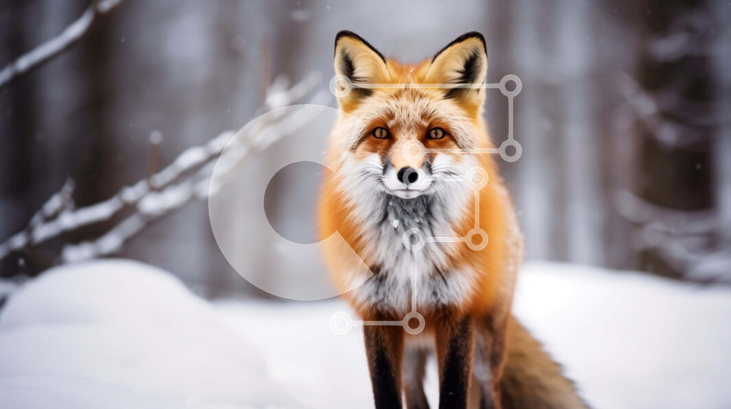 Intra Συλλεκτικό Ξύλινο Παζλ Plywood  4mm - Κόκκινη αλεπού που στέκεται στο χιόνι Σε Ξύλινο Κουτί - Διαστάσεις: 10x10 cm – 25 κομμάτια