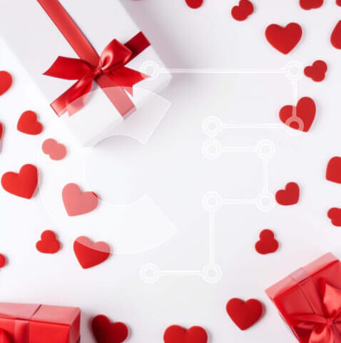 Intra Συλλεκτικό Ξύλινο Παζλ Plywood  4mm - Γιορτή του Αγίου Βαλεντίνου με καρδιές, δώρα και μπαλόνια Σε Ξύλινο Κουτί - Διαστάσεις: 10x10 cm – 25 κομμάτια - Image 1