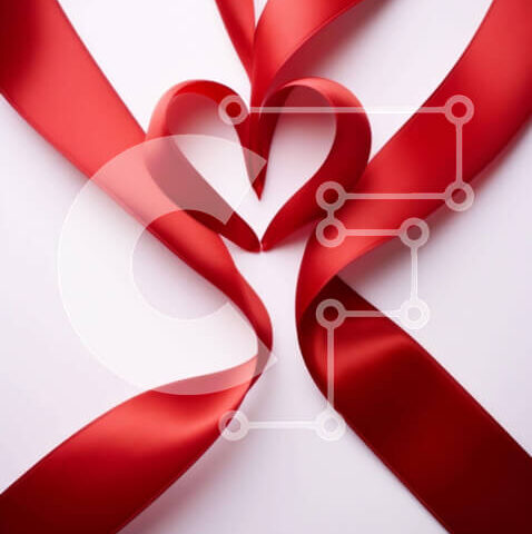 Intra Συλλεκτικό Ξύλινο Παζλ Plywood 4mm - Κόκκινη κορδέλα σχήμα καρδιάς σε λευκό φόντο Σε Ξύλινο Κουτί - Διαστάσεις Puzzle: 10x10 cm – 25 κομμάτια - Image 1