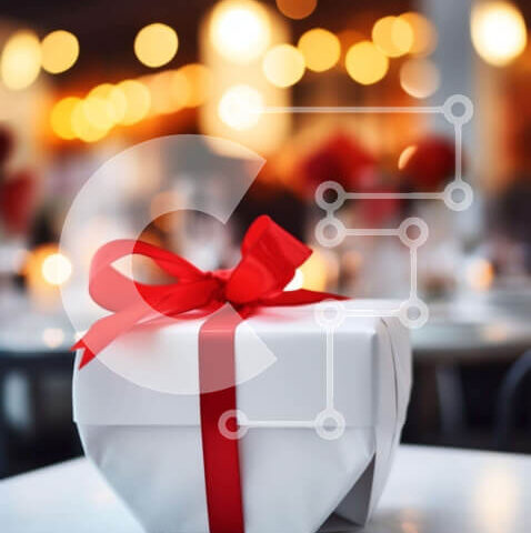 Intra Συλλεκτικό Ξύλινο Παζλ Plywood  4mm - Λευκό κουτί δώρου με κόκκινη κορδέλα στο τραπέζι Σε Ξύλινο Κουτί - Διαστάσεις Puzzle: 10x10 cm – 25 κομμάτια - Image 1