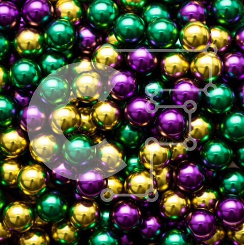 Intra Συλλεκτικό Ξύλινο Παζλ Plywood  4mm - Κοντινή εικόνα με πολύχρωμες χάντρες για εορτασμούς Mardi Gras Σε Ξύλινο Κουτί - Διαστάσεις Puzzle: 10x10 cm – 25 κομμάτια - Image 1