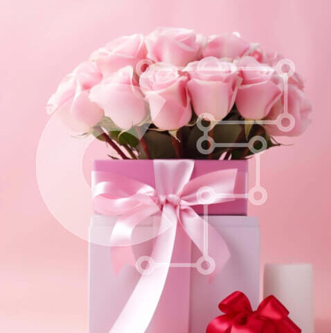 Intra Συλλεκτικό Ξύλινο Παζλ Plywood 4mm - Λευκό κουτί δώρου με ροζ τριαντάφυλλα και κεριά Σε Ξύλινο Κουτί - Διαστάσεις Puzzle: 10x10 cm – 25 κομμάτια - Image 1