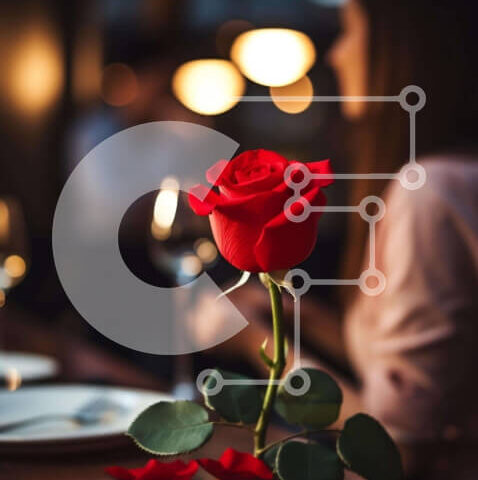 Intra Συλλεκτικό Ξύλινο Παζλ Plywood 4mm - Μονό κόκκινο τριαντάφυλλο σε ένα άδειο τραπέζι Σε Ξύλινο Κουτί - Διαστάσεις Puzzle: 10x10 cm – 25 κομμάτια - Image 1