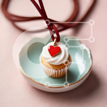 Intra Συλλεκτικό Ξύλινο Παζλ Plywood  4mm - Κρεμαστό κολιέ Cupcake σε διακοσμημένο πιάτο Σε Ξύλινο Κουτί - Διαστάσεις Puzzle: 10x10 cm – 25 κομμάτια - Image 1