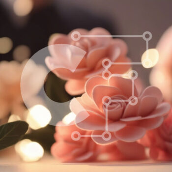 Intra Συλλεκτικό Ξύλινο Παζλ Plywood  4mm - Όμορφα ροζ λουλούδια στο τραπέζι με φώτα Σε Ξύλινο Κουτί - Διαστάσεις Puzzle: 10x10 cm – 25 κομμάτια - Image 1