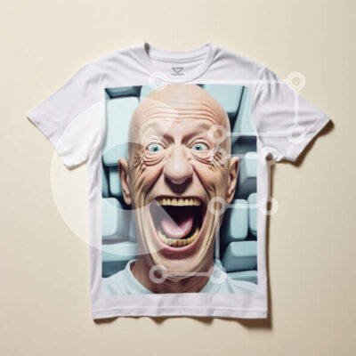 Intra Συλλεκτικό Ξύλινο Παζλ Plywood  4mm - Ευτυχισμένος άνδρας με άσπρο μπλουζάκι με ανοιχτό στόμα που χαμογελά Σε Ξύλινο Κουτί - Διαστάσεις Puzzle: 10x10 cm – 25 κομμάτια - Image 1