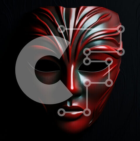 Intra Συλλεκτικό Ξύλινο Παζλ Plywood  4mm - Περίπλοκη κόκκινη μάσκα με λεπτομερή σχεδίαση Σε Ξύλινο Κουτί - Διαστάσεις Puzzle: 10x10 cm – 25 κομμάτια - Image 1