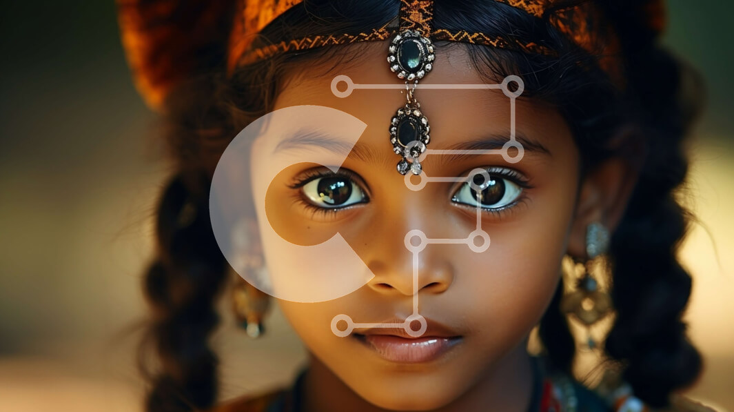 Intra Συλλεκτικό Ξύλινο Παζλ Plywood  4mm - Όμορφο πορτρέτο ενός νεαρού κοριτσιού με παραδοσιακά ινδικά ρούχα Σε Ξύλινο Κουτί - Διαστάσεις Puzzle: 10x10 cm – 25 κομμάτια