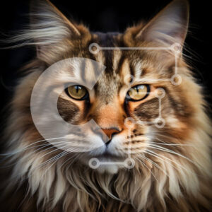 Intra Συλλεκτικό Ξύλινο Παζλ Plywood  4mm - Έντονη κινηματογράφηση σε πρώτο πλάνο της χνουδωτής γάτας με πράσινα μάτια Σε Ξύλινο Κουτί - Διαστάσεις: 10x10 cm – 25 κομμάτια