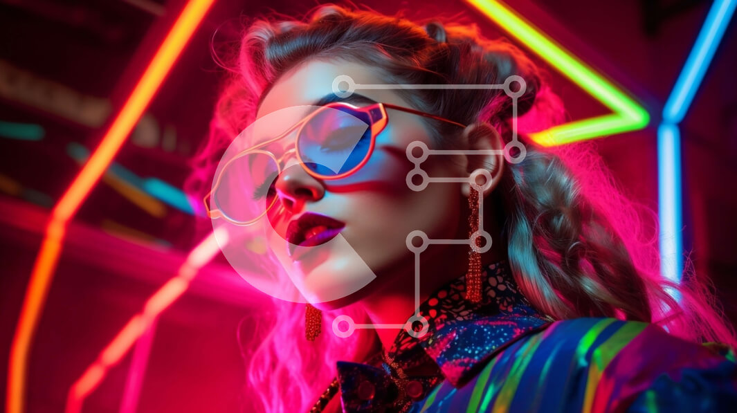 Intra Συλλεκτικό Ξύλινο Παζλ Plywood  4mm - Κομψή φωτογραφία μόδας με νέον φόντο Σε Ξύλινο Κουτί - Διαστάσεις Puzzle: 10x10 cm – 25 κομμάτια