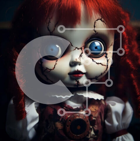 Intra Συλλεκτικό Ξύλινο Παζλ Plywood 4mm - Vintage κούκλα με κόκκινα μαλλιά και μπλε μάτια Σε Ξύλινο Κουτί - Διαστάσεις Puzzle: 10x10 cm – 25 κομμάτια - Image 1