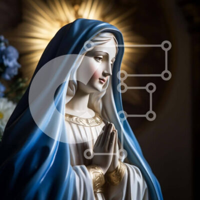 Intra Συλλεκτικό Ξύλινο Παζλ Plywood 4mm - Περίτεχνο άγαλμα της Παναγίας στην προσευχή Σε Ξύλινο Κουτί - Διαστάσεις Puzzle: 10x10 cm – 25 κομμάτια - Image 1