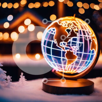 Intra Συλλεκτικό Ξύλινο Παζλ Plywood  4mm - Στολίδι Neon Globe με χιονισμένα δέντρα Σε Ξύλινο Κουτί - Διαστάσεις Puzzle: 10x10 cm – 25 κομμάτια - Image 1