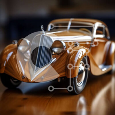 Intra Συλλεκτικό Ξύλινο Παζλ Plywood  4mm - Vintage αυτοκίνητο με ξύλινο σώμα και μεταλλικές πινελιές Σε Ξύλινο Κουτί - Διαστάσεις Puzzle: 10x10 cm – 25 κομμάτια - Image 1