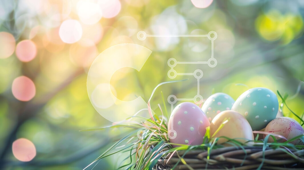 Intra Συλλεκτικό Ξύλινο Παζλ Plywood  4mm - Πολύχρωμο καλάθι με πασχαλινά αυγά σε πράσινο γρασίδι και φύλλωμα Σε Ξύλινο Κουτί - Διαστάσεις: 10x10 cm – 25 κομμάτια