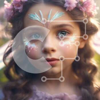 Intra Συλλεκτικό Ξύλινο Παζλ Plywood  4mm - Νεαρό κορίτσι με κοστούμι νεράιδων ανάμεσα σε μωβ λουλούδια Σε Ξύλινο Κουτί - Διαστάσεις Puzzle: 10x10 cm – 25 κομμάτια - Image 1