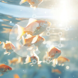 Intra Συλλεκτικό Ξύλινο Παζλ Plywood  4mm - Σχολή Πορτοκαλί Ψαριών που Κολυμπούν σε Καθαρά Νερά Σε Ξύλινο Κουτί - Διαστάσεις: 10x10 cm – 25 κομμάτια