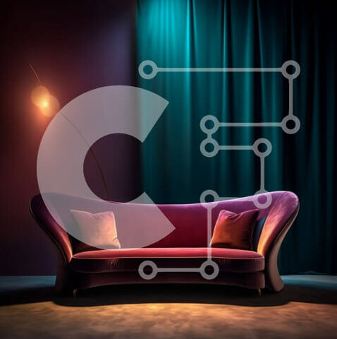 Intra Συλλεκτικό Ξύλινο Παζλ Plywood  4mm - Μωβ καναπές σε δωμάτιο με χαμηλό φωτισμό Σε Ξύλινο Κουτί - Διαστάσεις Puzzle: 10x10 cm – 25 κομμάτια - Image 1