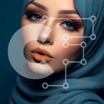 Intra Συλλεκτικό Ξύλινο Παζλ Plywood  4mm - Όμορφη γυναίκα με μπλε χιτζάμπ και ουδέτερο μακιγιάζ Σε Ξύλινο Κουτί - Διαστάσεις Puzzle: 10x10 cm – 25 κομμάτια - Image 1