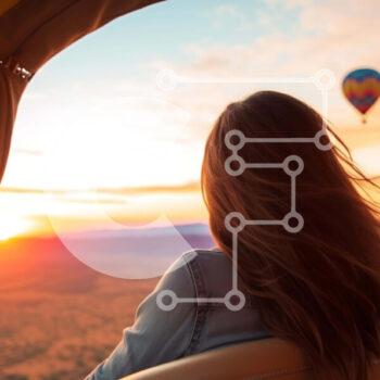 Intra Συλλεκτικό Ξύλινο Παζλ Plywood  4mm - Γυναίκα με αερόστατο στο ηλιοβασίλεμα Σε Ξύλινο Κουτί - Διαστάσεις Puzzle: 10x10 cm – 25 κομμάτια - Image 1