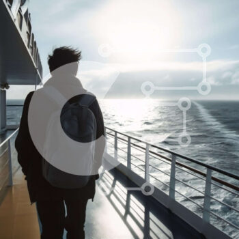 Intra Συλλεκτικό Ξύλινο Παζλ Plywood  4mm - Άτομο στο κατάστρωμα κρουαζιερόπλοιων που κοιτάζει πέρα ​​από το νερό Σε Ξύλινο Κουτί - Διαστάσεις Puzzle: 10x10 cm – 25 κομμάτια - Image 1