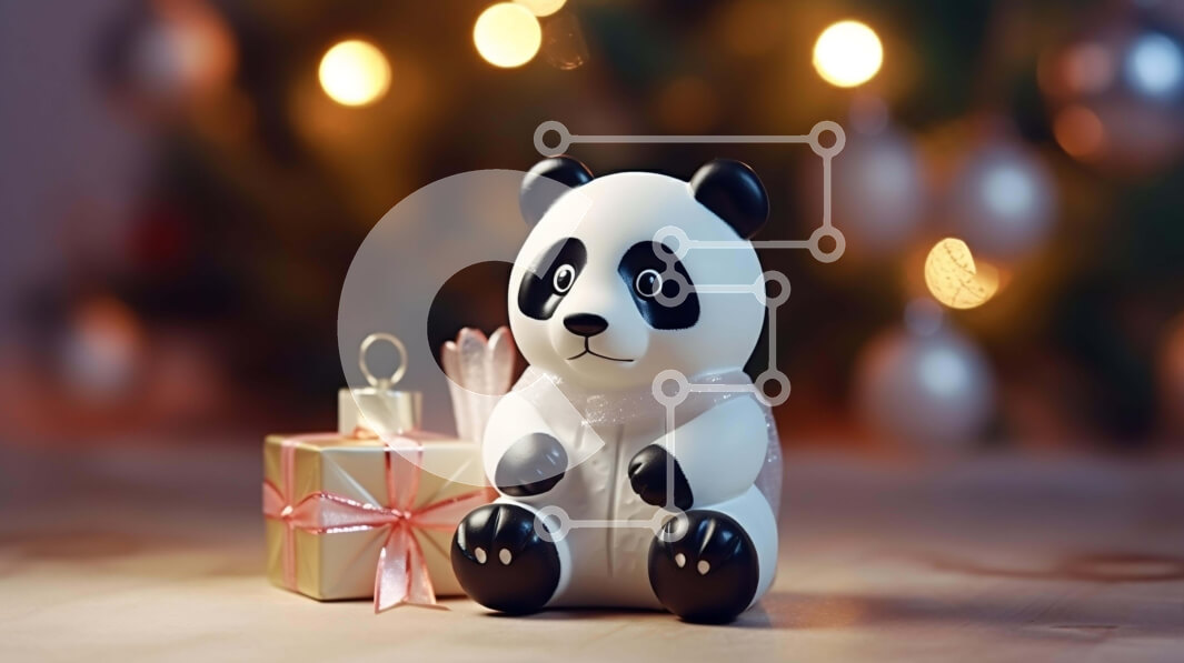 Intra Συλλεκτικό Ξύλινο Παζλ Plywood  4mm - Ασπρόμαυρο ειδώλιο αρκούδας panda με κουτί δώρου Σε Ξύλινο Κουτί - Διαστάσεις: 10x10 cm – 25 κομμάτια