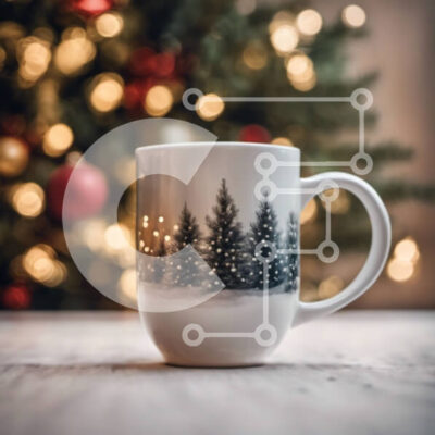 Intra Συλλεκτικό Ξύλινο Παζλ Plywood 4mm - Κούπα καφέ για διακοπές με σχέδιο Snowy Trees Σε Ξύλινο Κουτί - Διαστάσεις: 10x10 cm – 25 κομμάτια - Image 1