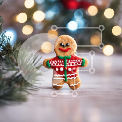 Intra Συλλεκτικό Ξύλινο Παζλ Plywood  4mm - Διακόσμηση με μελόψωμο και χριστουγεννιάτικο δέντρο Σε Ξύλινο Κουτί - Διαστάσεις: 10x10 cm – 25 κομμάτια - Image 1