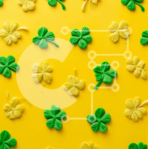 Intra Συλλεκτικό Ξύλινο Παζλ Plywood 4mm - Μπισκότα τριφύλλι ημέρας του Αγίου Πατρικίου σε πορτοκαλί φόντο Σε Ξύλινο Κουτί - Διαστάσεις: 10x10 cm – 25 κομμάτια - Image 1