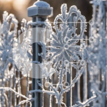 Intra Συλλεκτικό Ξύλινο Παζλ Plywood  4mm - Φράκτης καλυμμένος με παγετό με νιφάδες χιονιού το χειμώνα Σε Ξύλινο Κουτί - Διαστάσεις Puzzle: 10x10 cm – 25 κομμάτια - Image 1