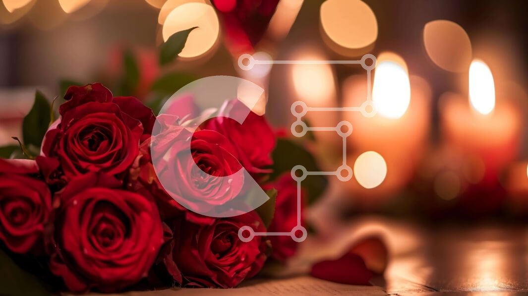 Intra Συλλεκτικό Ξύλινο Παζλ Plywood  4mm - Ρομαντική γιορτή του Αγίου Βαλεντίνου με κόκκινα τριαντάφυλλα και κεριά Σε Ξύλινο Κουτί - Διαστάσεις Puzzle: 10x10 cm – 25 κομμάτια