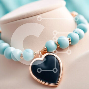 Intra Συλλεκτικό Ξύλινο Παζλ Plywood  4mm - Μπλε και μαύρο κολιέ σε σχήμα καρδιάς Σε Ξύλινο Κουτί - Διαστάσεις Puzzle: 10x10 cm – 25 κομμάτια - Image 1