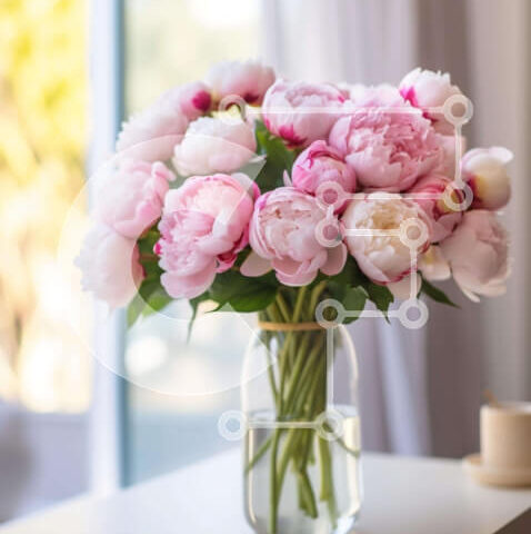 Intra Συλλεκτικό Ξύλινο Παζλ Plywood  4mm - Ροζ παιώνιες σε γυάλινο βάζο Σε Ξύλινο Κουτί - Διαστάσεις Puzzle: 10x10 cm – 25 κομμάτια - Image 1