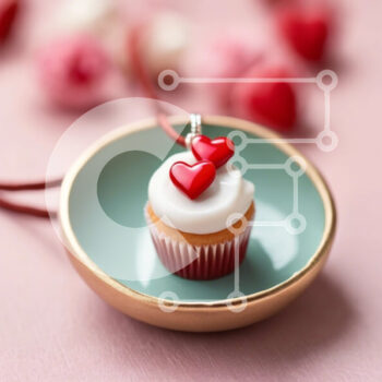 Intra Συλλεκτικό Ξύλινο Παζλ Plywood  4mm - Κολιέ Cupcake με καρδιές σε τραπέζι Σε Ξύλινο Κουτί - Διαστάσεις Puzzle: 10x10 cm – 25 κομμάτια - Image 1