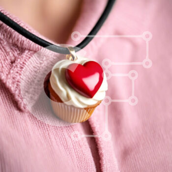 Intra Συλλεκτικό Ξύλινο Παζλ Plywood  4mm - Κρεμαστό κολιέ Cupcake σε κοντινό πλάνο Σε Ξύλινο Κουτί - Διαστάσεις Puzzle: 10x10 cm – 25 κομμάτια - Image 1