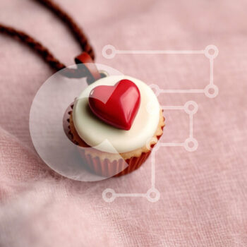 Intra Συλλεκτικό Ξύλινο Παζλ Plywood  4mm - Κρεμαστό κολιέ Cupcake σε ροζ υφασμάτινο φόντο Σε Ξύλινο Κουτί - Διαστάσεις Puzzle: 10x10 cm – 25 κομμάτια - Image 1