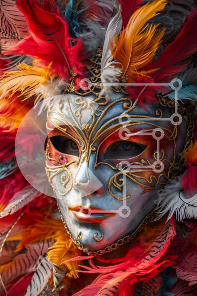 Intra Συλλεκτικό Ξύλινο Παζλ Plywood  4mm - Πολύχρωμη αποκριάτικη μάσκα με φτερά Σε Ξύλινο Κουτί - Διαστάσεις Puzzle: 10x10 cm – 25 κομμάτια