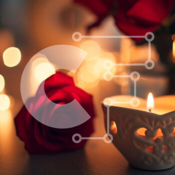 Intra Συλλεκτικό Ξύλινο Παζλ Plywood  4mm - Ρομαντικό κόκκινο τριαντάφυλλο και κερί στο τραπέζι Σε Ξύλινο Κουτί - Διαστάσεις Puzzle: 10x10 cm – 25 κομμάτια - Image 1