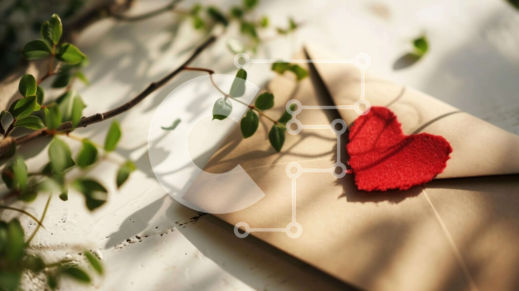 Intra Συλλεκτικό Ξύλινο Παζλ Plywood  4mm - Φάκελος με κόκκινη καρδιά και πράσινα φύλλα Σε Ξύλινο Κουτί - Διαστάσεις: 10x10 cm – 25 κομμάτια