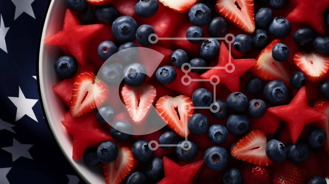 Intra Συλλεκτικό Ξύλινο Παζλ Plywood  4mm - Πατριωτικό μπολ φρούτων με αμερικανική σημαία Σε Ξύλινο Κουτί - Διαστάσεις: 10x10 cm – 25 κομμάτια