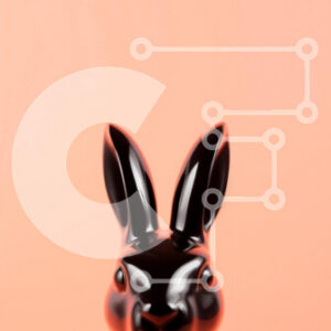 Intra Συλλεκτικό Ξύλινο Παζλ Plywood  4mm - Ειδώλιο μαύρο λαγουδάκι σε πορτοκαλί φόντο Σε Ξύλινο Κουτί - Διαστάσεις: 10x10 cm – 25 κομμάτια