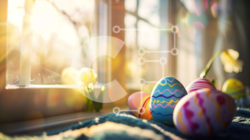 Intra Συλλεκτικό Ξύλινο Παζλ Plywood  4mm - Πολύχρωμα Πασχαλινά αυγά στο περβάζι παραθύρου με το φως του ήλιου Σε Ξύλινο Κουτί - Διαστάσεις: 10x10 cm – 25 κομμάτια