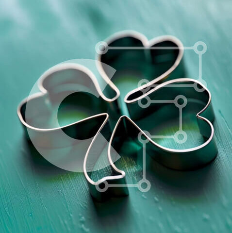 Intra Συλλεκτικό Ξύλινο Παζλ Plywood 4mm - Κόφτες μπισκότων σε σχήμα φύλλου τριφυλλιού σε πορτοκαλί ξύλινη επιφάνεια Σε Ξύλινο Κουτί - Διαστάσεις Puzzle: 10x10 cm – 25 κομμάτια - Image 1