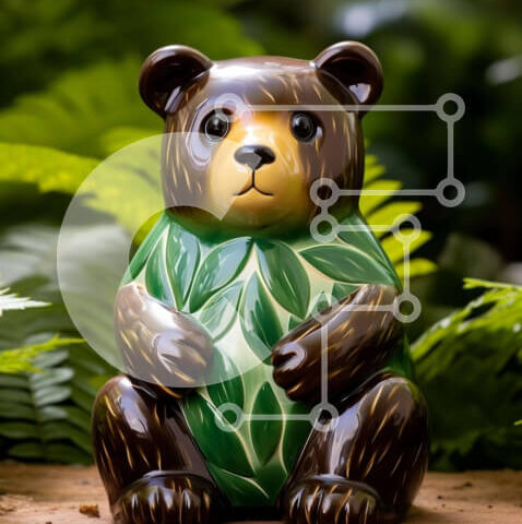 Intra Συλλεκτικό Ξύλινο Παζλ Plywood  4mm - Διακοσμητικό ειδώλιο αρκούδας σε φυσικό περιβάλλον Σε Ξύλινο Κουτί - Διαστάσεις: 10x10 cm – 25 κομμάτια - Image 1