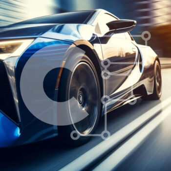 Intra Συλλεκτικό Ξύλινο Παζλ Plywood  4mm - Μπλε σπορ αυτοκίνητο που οδηγεί στην οδό Σε Ξύλινο Κουτί - Διαστάσεις Puzzle: 10x10 cm – 25 κομμάτια - Image 1