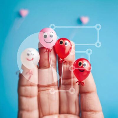 Intra Συλλεκτικό Ξύλινο Παζλ Plywood 4mm - Πολύχρωμα μπαλόνια στο χέρι με χαμογελαστά πρόσωπα Σε Ξύλινο Κουτί - Διαστάσεις Puzzle: 10x10 cm – 25 κομμάτια - Image 1