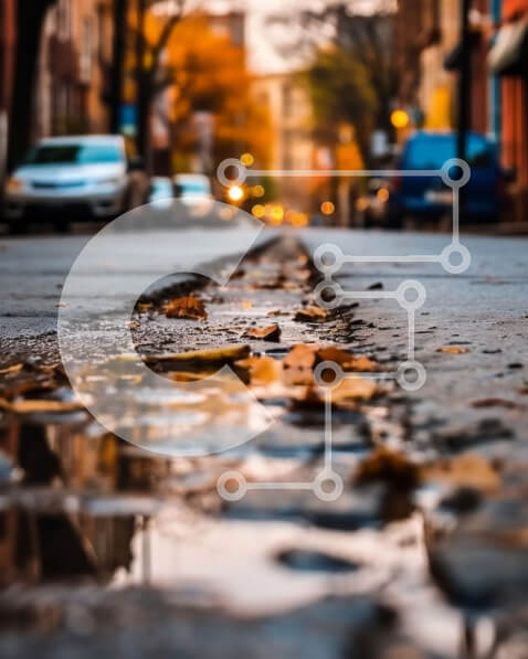 Intra Συλλεκτικό Ξύλινο Παζλ Plywood  4mm - Ήσυχο φθινοπωρινό βράδυ σε μια οδό της πόλης Σε Ξύλινο Κουτί - Διαστάσεις Puzzle: 10x10 cm – 25 κομμάτια