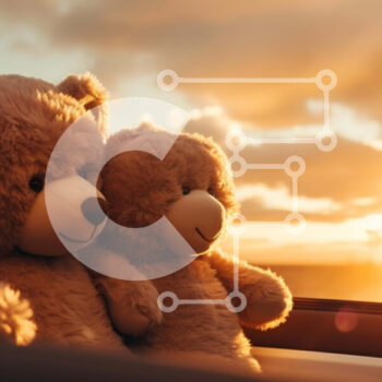 Intra Συλλεκτικό Ξύλινο Παζλ Plywood  4mm - Teddy Bears στο αυτοκίνητο με το ηλιοβασίλεμα Σε Ξύλινο Κουτί - Διαστάσεις Puzzle: 10x10 cm – 25 κομμάτια - Image 1