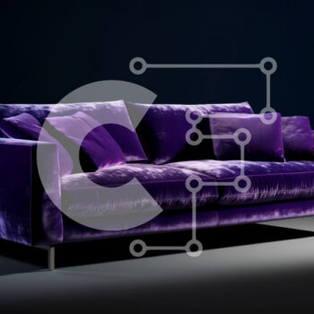 Intra Συλλεκτικό Ξύλινο Παζλ Plywood  4mm - Κομψός μωβ βελούδινος καναπές με μοναδικό ξύλινο σκελετό και μεταλλικά πόδια Σε Ξύλινο Κουτί - Διαστάσεις Puzzle: 10x10 cm – 25 κομμάτια - Image 1